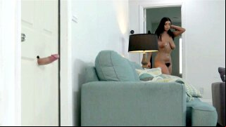 Violet Myers is fucking dildo through the glory hole