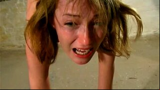 She cries a little as he relentlessly whips her