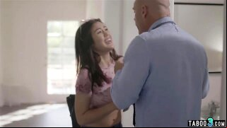 Muscular stapfather lectures humiliated teen stepdaughter Kendra Spade with hairy pussy as she wets herself and fucks her hard