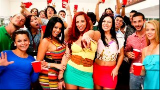 The wild girls of Bang are at it again. Thats right no college dorm is safe! This time the girls raided this pad that was having some sort of rush thing. What ever the matter it was boring, until these bad ass babe showed up and showed them how to have a real good time. The culprits of fun are Kelly Divine who is a master of the blowjob arts. Ashli Orion who is loves to put long things in her ass and of course our ringleader Diamond Kitty who knows how to build up a crowd. So dont be a douche and check this out!