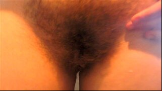 Naughty young milf touching hairy pink pussy